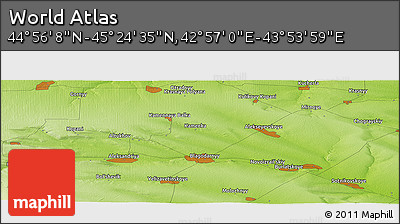 Physical Panoramic Map of the Area around 45° 10' 22" N, 43° 25' 29" E