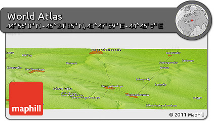 Physical Panoramic Map of the Area around 45° 10' 22" N, 44° 16' 29" E