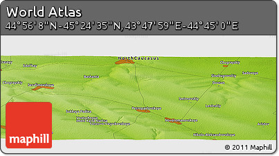 Physical Panoramic Map of the Area around 45° 10' 22" N, 44° 16' 29" E