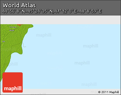 Physical 3D Map of the Area around 45° 10' 22" N, 47° 40' 29" E