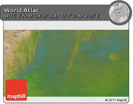 Satellite 3D Map of the Area around 45° 10' 22" N, 47° 40' 29" E