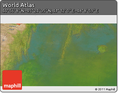 Satellite 3D Map of the Area around 45° 10' 22" N, 47° 40' 29" E