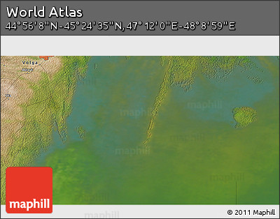 Satellite 3D Map of the Area around 45° 10' 22" N, 47° 40' 29" E