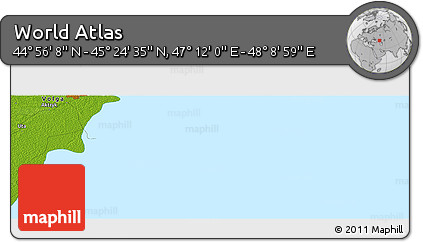 Physical Panoramic Map of the Area around 45° 10' 22" N, 47° 40' 29" E