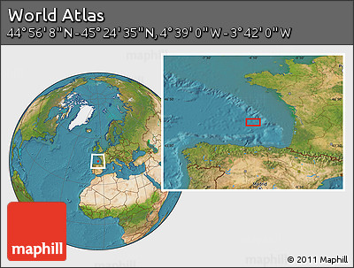 Satellite Location Map of the Area around 45° 10' 22" N, 4° 10' 30" W