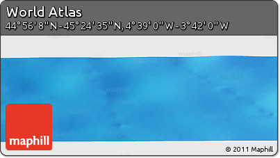 Shaded Relief Panoramic Map of the Area around 45° 10' 22" N, 4° 10' 30" W