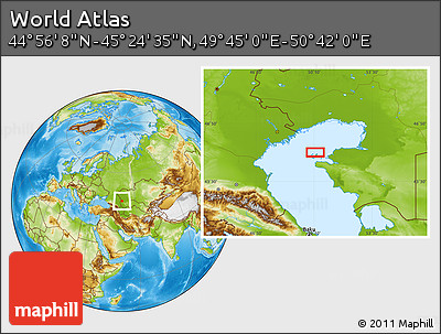 Physical Location Map of the Area around 45° 10' 22" N, 50° 13' 30" E