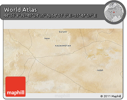 Satellite 3D Map of the Area around 45° 10' 22" N, 55° 19' 30" E