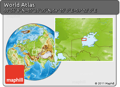Physical Location Map of the Area around 45° 10' 22" N, 58° 43' 30" E