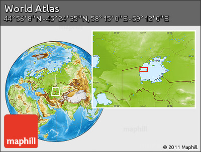 Physical Location Map of the Area around 45° 10' 22" N, 58° 43' 30" E