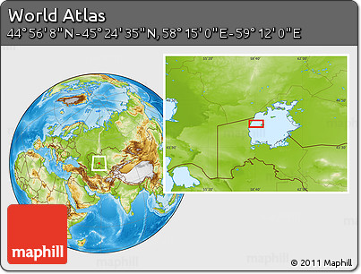 Physical Location Map of the Area around 45° 10' 22" N, 58° 43' 30" E