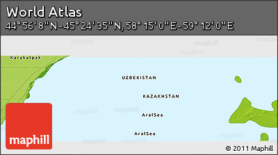 Physical Panoramic Map of the Area around 45° 10' 22" N, 58° 43' 30" E