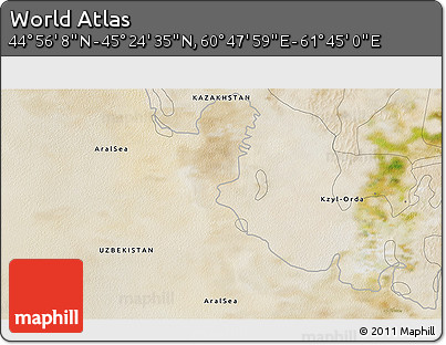 Satellite 3D Map of the Area around 45° 10' 22" N, 61° 16' 29" E