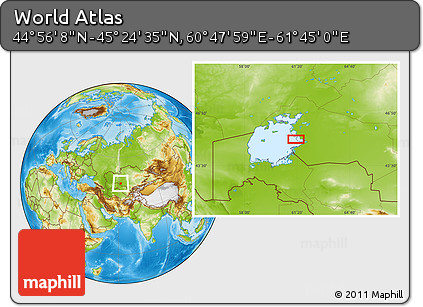 Physical Location Map of the Area around 45° 10' 22" N, 61° 16' 29" E