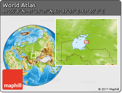 Physical Location Map of the Area around 45° 10' 22" N, 61° 16' 29" E