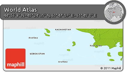 Physical Panoramic Map of the Area around 45° 10' 22" N, 61° 16' 29" E