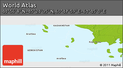 Physical Panoramic Map of the Area around 45° 10' 22" N, 61° 16' 29" E