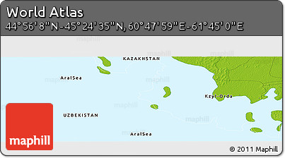 Physical Panoramic Map of the Area around 45° 10' 22" N, 61° 16' 29" E