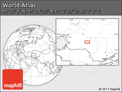 Blank Location Map of the Area around 45° 10' 22" N, 65° 31' 30" E