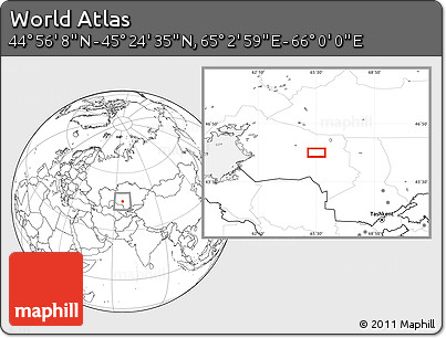 Blank Location Map of the Area around 45° 10' 22" N, 65° 31' 30" E