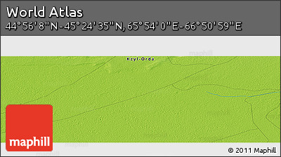 Physical Panoramic Map of the Area around 45° 10' 22" N, 66° 22' 30" E
