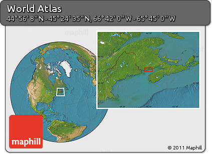 Satellite Location Map of the Area around 45° 10' 22" N, 66° 13' 29" W