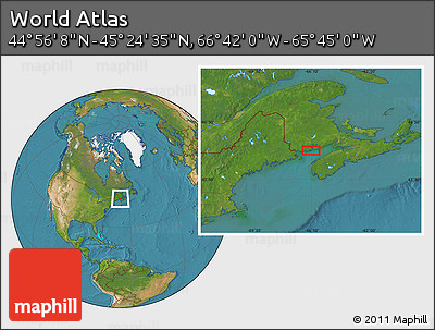 Satellite Location Map of the Area around 45° 10' 22" N, 66° 13' 29" W