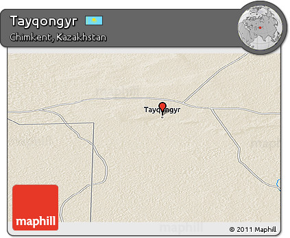 Shaded Relief Panoramic Map of Tayqongyr