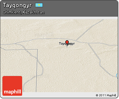 Shaded Relief Panoramic Map of Tayqongyr