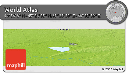 Physical Panoramic Map of the Area around 45° 10' 22" N, 68° 4' 29" E