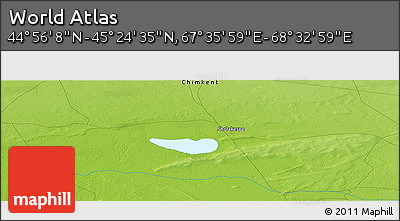 Physical Panoramic Map of the Area around 45° 10' 22" N, 68° 4' 29" E