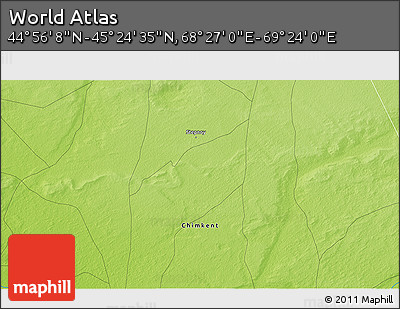 Physical 3D Map of the Area around 45° 10' 22" N, 68° 55' 30" E