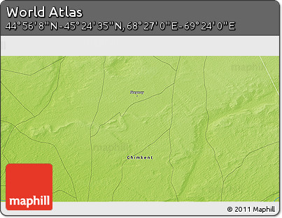 Physical 3D Map of the Area around 45° 10' 22" N, 68° 55' 30" E