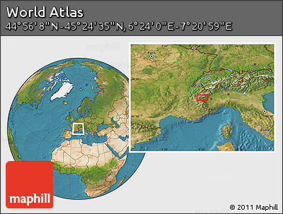 Satellite Location Map of the Area around 45° 10' 22" N, 6° 52' 30" E