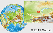 Physical Location Map of the area around 45° 10' 22" N, 72° 19' 29" E