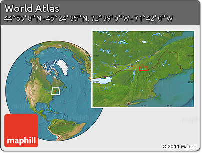 Satellite Location Map of the Area around 45° 10' 22" N, 72° 10' 30" W
