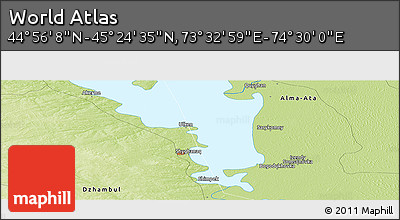 Physical Panoramic Map of the Area around 45° 10' 22" N, 74° 1' 30" E