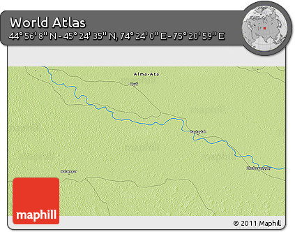 Physical 3D Map of the Area around 45° 10' 22" N, 74° 52' 30" E
