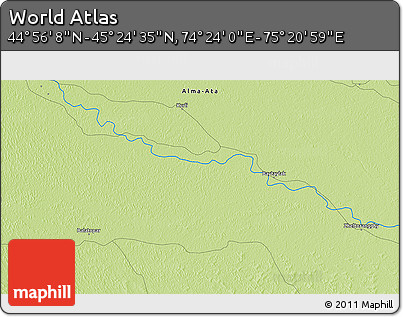 Physical 3D Map of the Area around 45° 10' 22" N, 74° 52' 30" E
