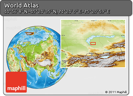 Physical Location Map of the Area around 45° 10' 22" N, 74° 52' 30" E