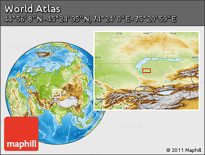 Physical Location Map of the Area around 45° 10' 22" N, 74° 52' 30" E