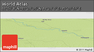 Physical Panoramic Map of the Area around 45° 10' 22" N, 74° 52' 30" E