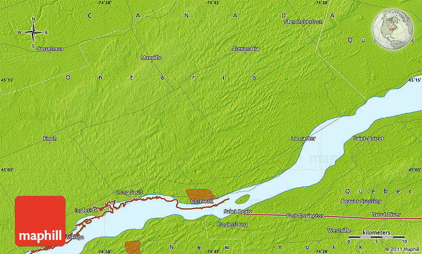 Physical Map of Fort Covington