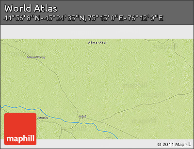 Physical 3D Map of the Area around 45° 10' 22" N, 75° 43' 29" E