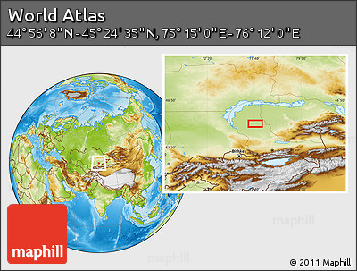 Physical Location Map of the Area around 45° 10' 22" N, 75° 43' 29" E