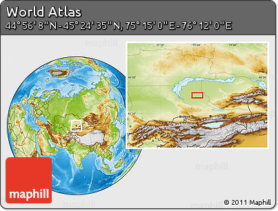 Physical Location Map of the Area around 45° 10' 22" N, 75° 43' 29" E