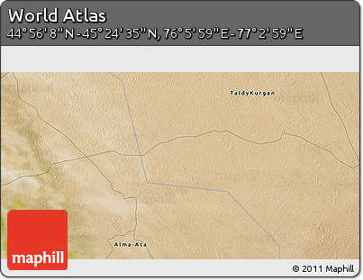 Satellite 3D Map of the Area around 45° 10' 22" N, 76° 34' 29" E
