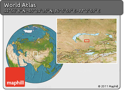 Satellite Location Map of the Area around 45° 10' 22" N, 76° 34' 29" E