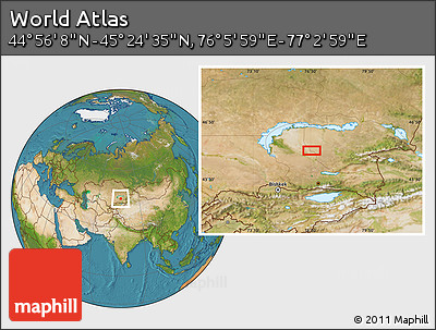 Satellite Location Map of the Area around 45° 10' 22" N, 76° 34' 29" E