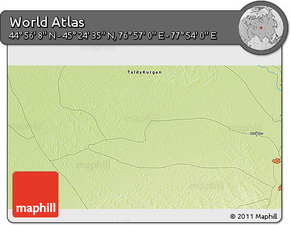 Physical 3D Map of the Area around 45° 10' 22" N, 77° 25' 30" E